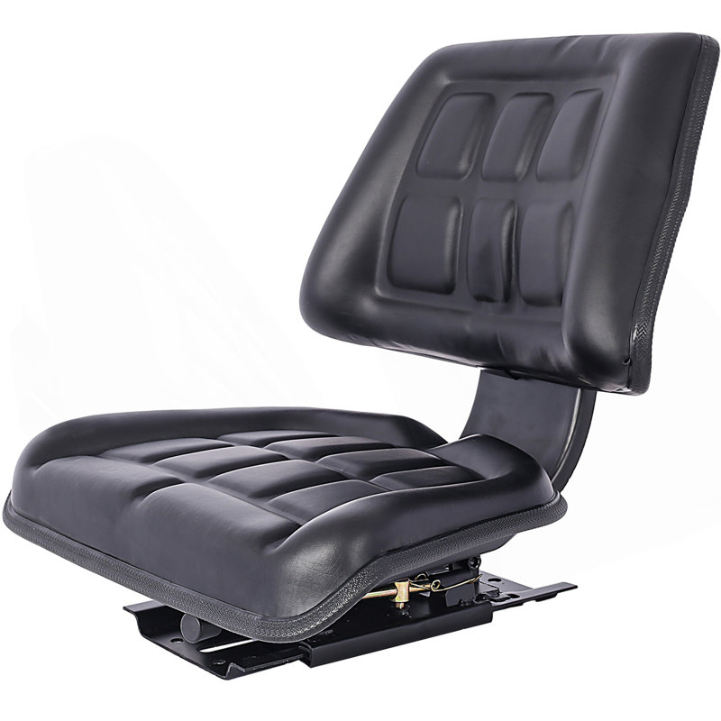 Siège de tracteur avec tondeuse compacte à glissière noire en acier / PVC, H 18 po x l 19,7 po x P 19,7 po