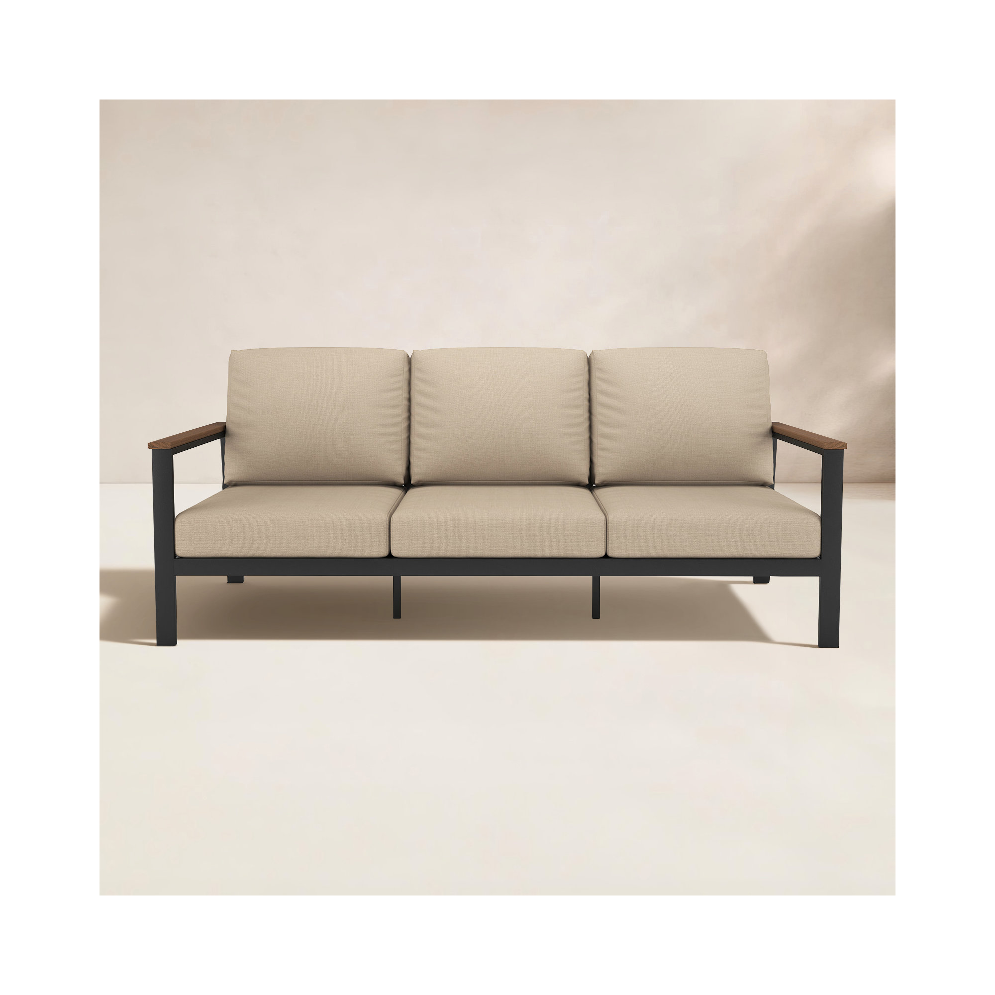 Townsend Outdoor Patio Sofa with Cushions, Cast Ash Sunbrella® Plainweave
