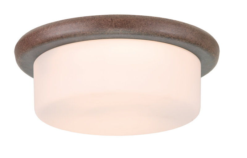 Glass Flush Mount, Brass Antique
