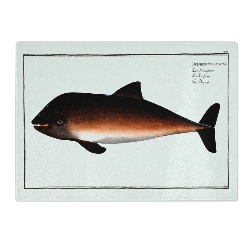 Tempered Glass Porpoise by M.E. Bloch Chopping Board, 39 cm W x 28.5 cm L