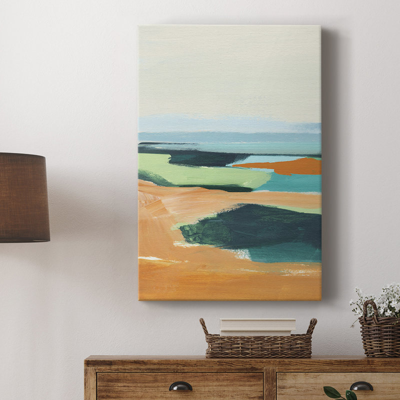 Turquoise et orange II - galerie Cavas sur mesure, H 48 po x l 32 po