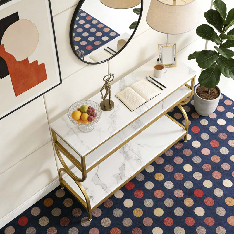 3-Tier Console Table Sofa Table with Storage Shelves