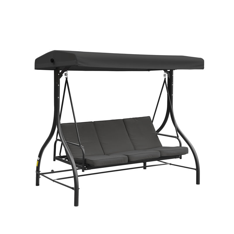 Porch Swing with Adjustable Canopy, Black