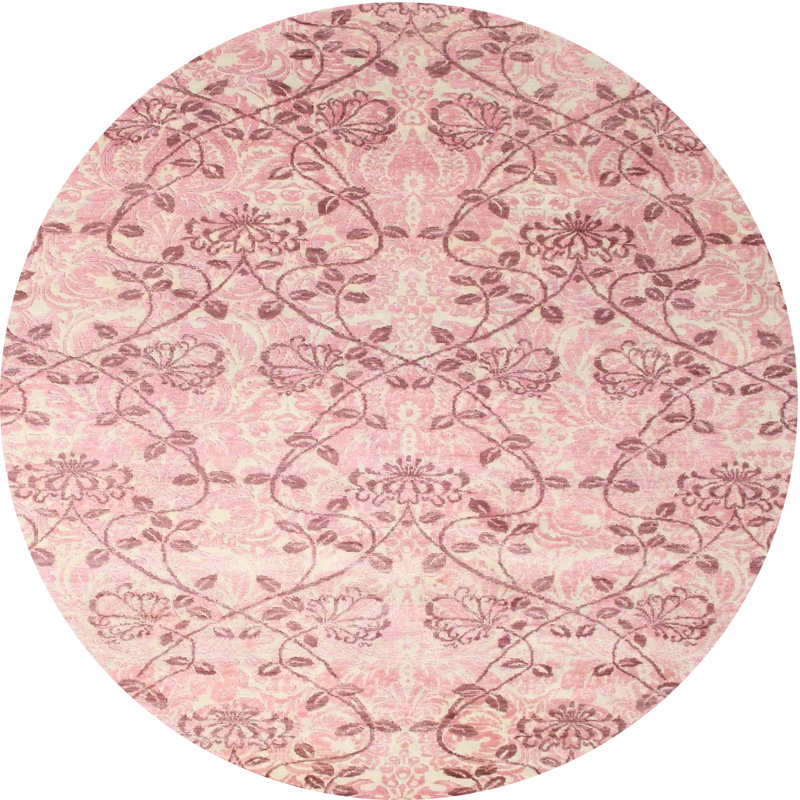 Tapis beige/rouge contemporain, Rond 3 pi