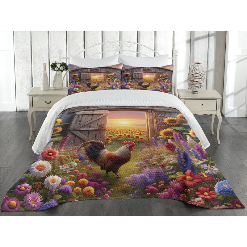 Polyester Floral Coverlet, King Coverlet + 2 Standard Shams