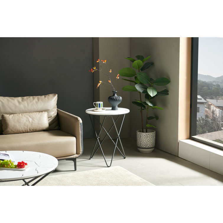 Najuan 23.6" High White Side Table