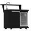 Forno All'Aperto avec comptoirs en pierre frittée noire, barbecue 87 600 BTU, évier et module de bar, four à pizza au gaz