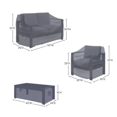 Patio Furniture Covers For Brandtley 4-Person Sofa Seating Group, Water-Repellent And UV-Resistant Polyester by Arlmont & Co.