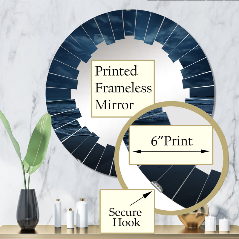 Beach Photo Serene Moonlight Wall Mirror, Nautical & Beach Modern - Beach Photo Serene Moonlight I, 32" x 32"