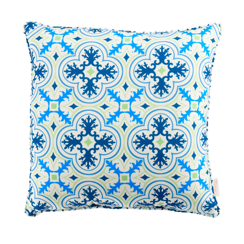 Coussin décoratif réversible 20 x 20 po Lillian, Bleu marine / tuile verte