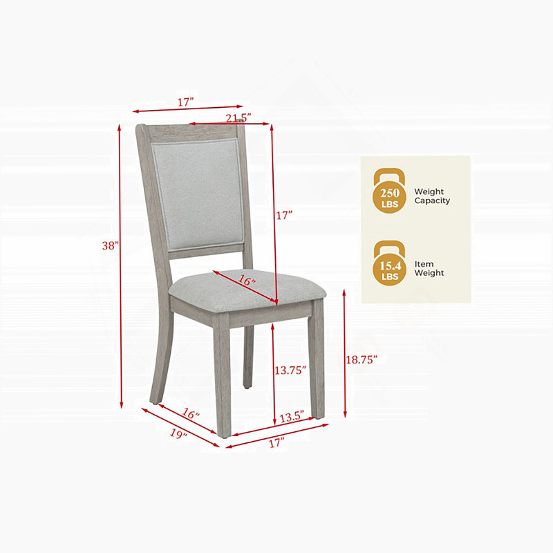 Ensemble de deux chaises de salle à manger en bois rustique rembourrées en tissu pour une assise confortable et élégante
