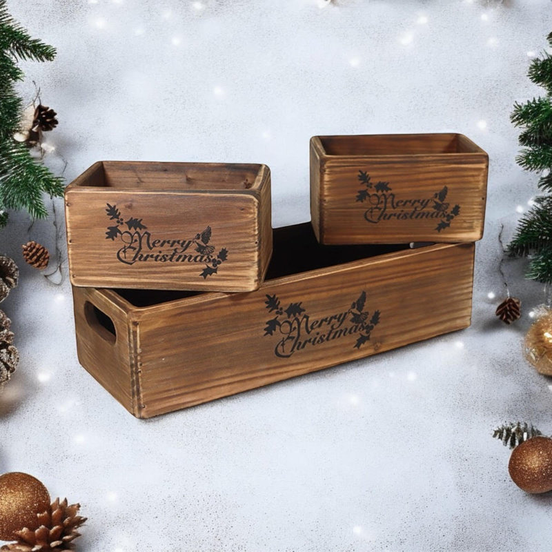 Aniyja 4 Piece Handmade Wooden Decorative Box Set, Brown