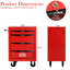 Armoire à outils multifonctionnelle 20 po à 4 tiroirs, avec roulettes, rouge et noir, glissières à roulement pour glissières en métal à ouverture douce, surface de rangement supplémentaire fréquemment utilisée-2011770894