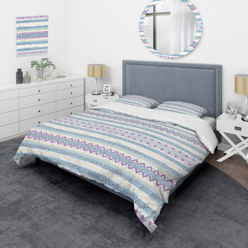 Ensemble de housse de couette en microfibre crème / mauve 3 pièces, Housse de couette très grand et 2 très grandes t
