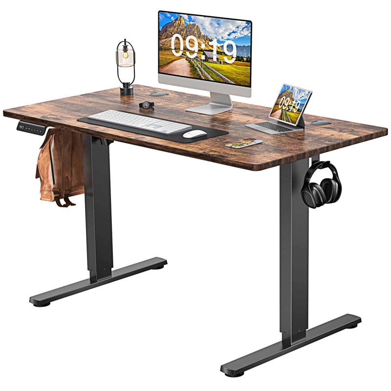 Bureau debout à hauteur ajustable Marther, H 28 po x l 48 po x P 24 po, Brun / noir