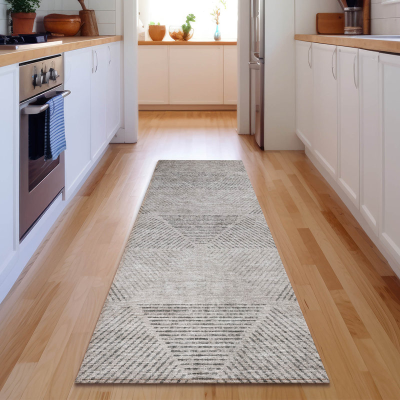 Premium Machine Washable Prisco Taupe Rug, Runner 2'3" x 7'6"