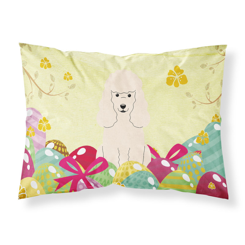 Taie d’oreiller œufs de pâques, Caniche blanc