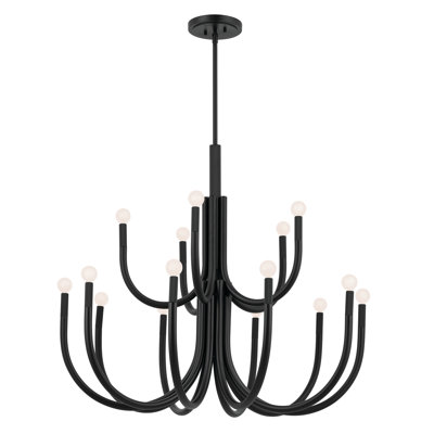 Odensa 15 - Light Steel Dimmable Tiered Chandelier