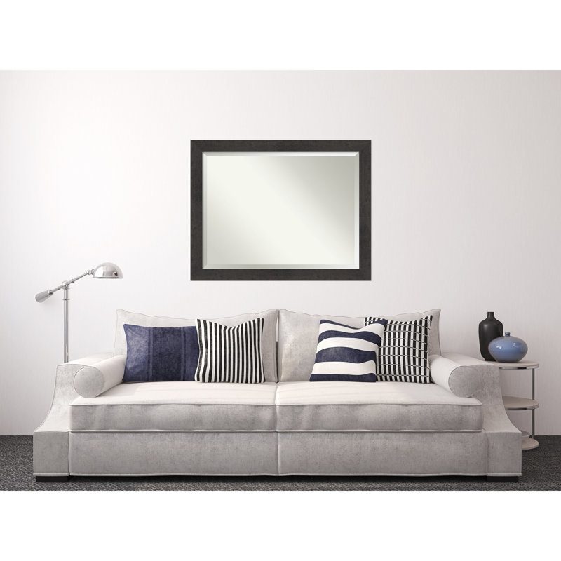 Akhia Narrow Beveled Wall Mirror, 35" x 45", Rustic Plank Espresso