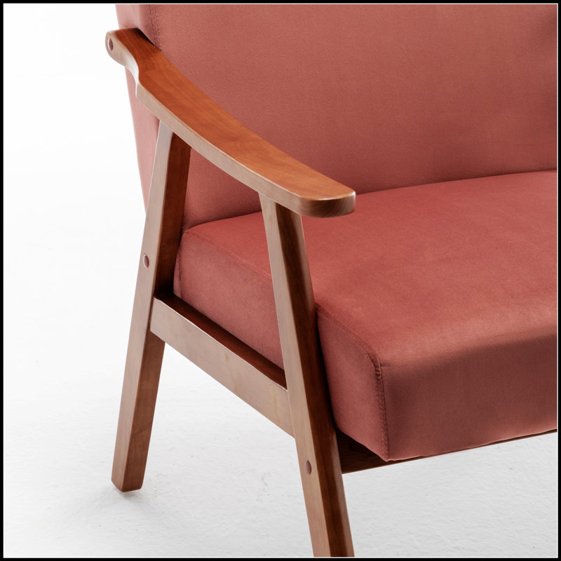 Chaise d'appoint avec revêtement en velours et structure en bois massif, mobilier de salon Mid-Century moderne classique pour sièges supplémentaires