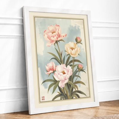 Peony Study in Bloom Botanical - Framed Print