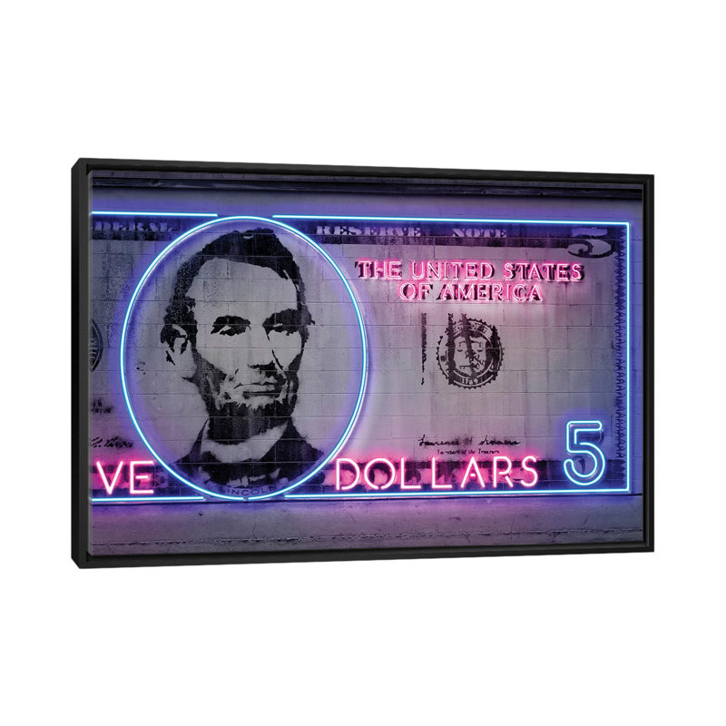 «5 Dollars Octavian Mielu», reproduction d'art sur toile tendue, H 40 po x l 60 po x P 1,5 po, Toile avec cadre noir