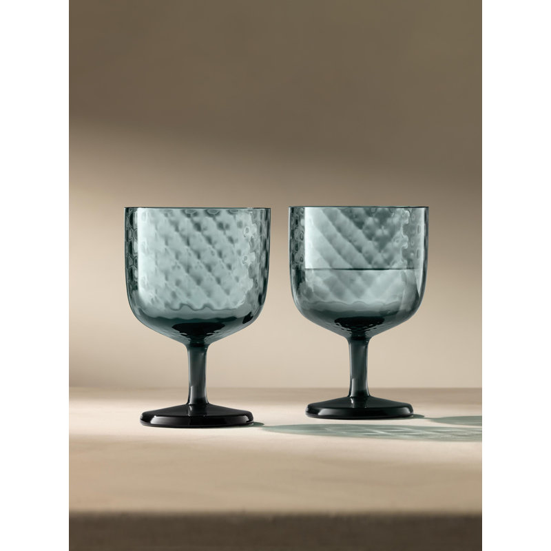 Dapple Handmade Hammered Glass Red Wine Glass, Water Blue