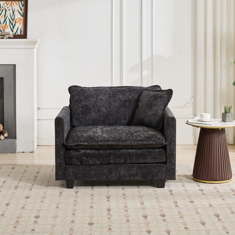 Fauteuil club en chenille, Noir