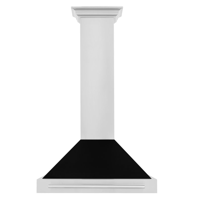 30" Stainless Steel and Black Matte Wall Mounted Range Hood