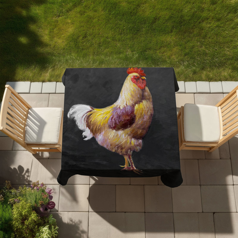 Beautiful Rooster 2 Tablecloth - Farm Animal Decor, Indoor/Outdoor, Brown/Black/Beige