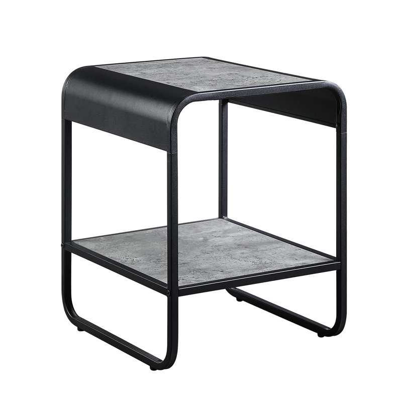 Table de bout rectangulaire avec cadre en métal gris et noir