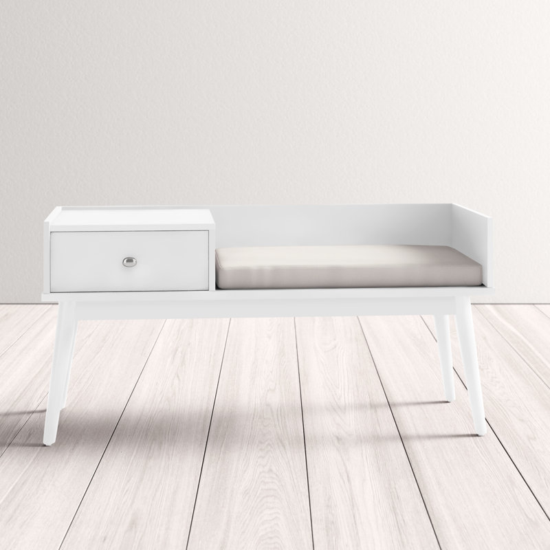 Banc de rangement en bois Hartnett, Blanc