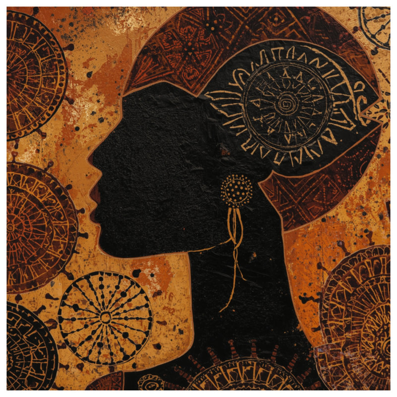 Tapisserie murale silhouette africaine Mandala - Silhouette, H 50 po x l 60 po avec 4 œillets