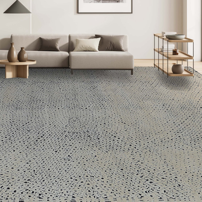 Wool Geometric Area Rug in Ivory, Rectangle 8' x 10'