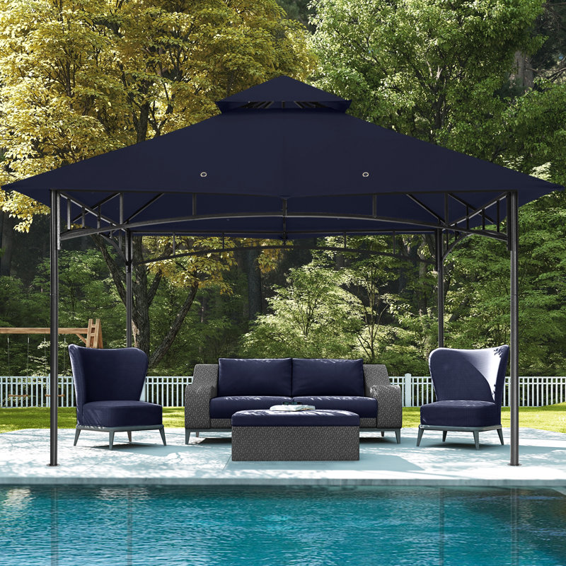 MASTERCANOPY Steel Patio Gazebo, Navy Blue, 11 ft. x 11 ft.