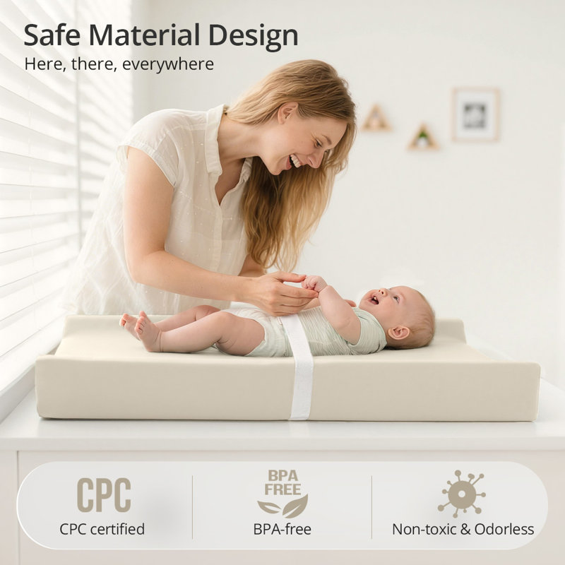 Matelas à langer pour bébé, matelas à langer pour bébé avec housse en polyuréthane imperméable et facile à nettoyer, station de changement de couche pour bébé portable et commode
