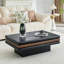 Table basse moderne à 3 niveaux empilable rectangulaire, panneau de fibres à densité moyenne avec placage de bois, table d'appoint pour le salon-131254912