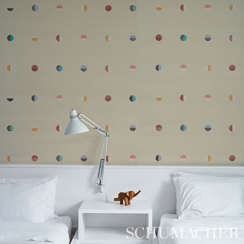 Schumacher x Caroline Z Hurley Joshua Tree Hand Printed Sisal Wallpaper, Ivory