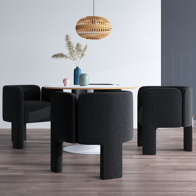 Braien 18.5'' H Modern Upholstered Armchair with Low Back, Charcoal