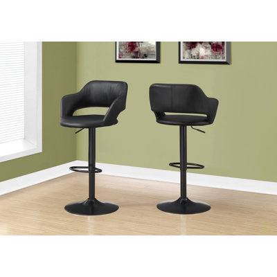 Bar Stool, Swivel, Bar Height, Adjustable,  Metal, Leather Look, Contemporary, Modern