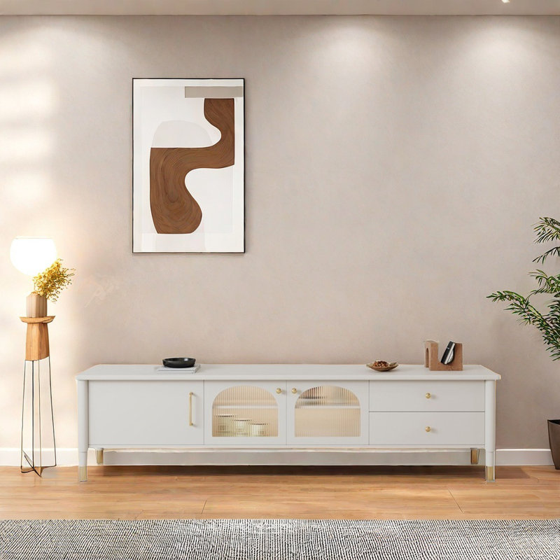 Elegant glass TV stand classic arch design, 78.74"