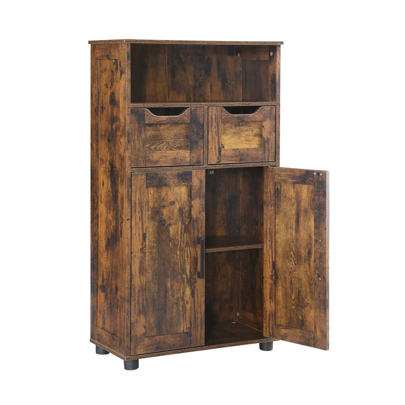 Armoire de rangement réglable brun rustique pour la maison et le bureau, polyvalence de panneaux de particules