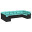  Ensemble de canapé de jardin 11 pièces avec coussins en rotin de polyester noir