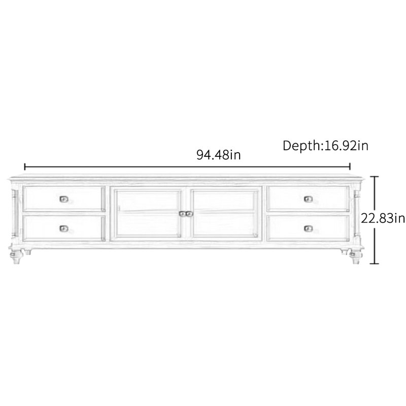 Meuble télé en bois massif de style médiéval Design, 94.48"