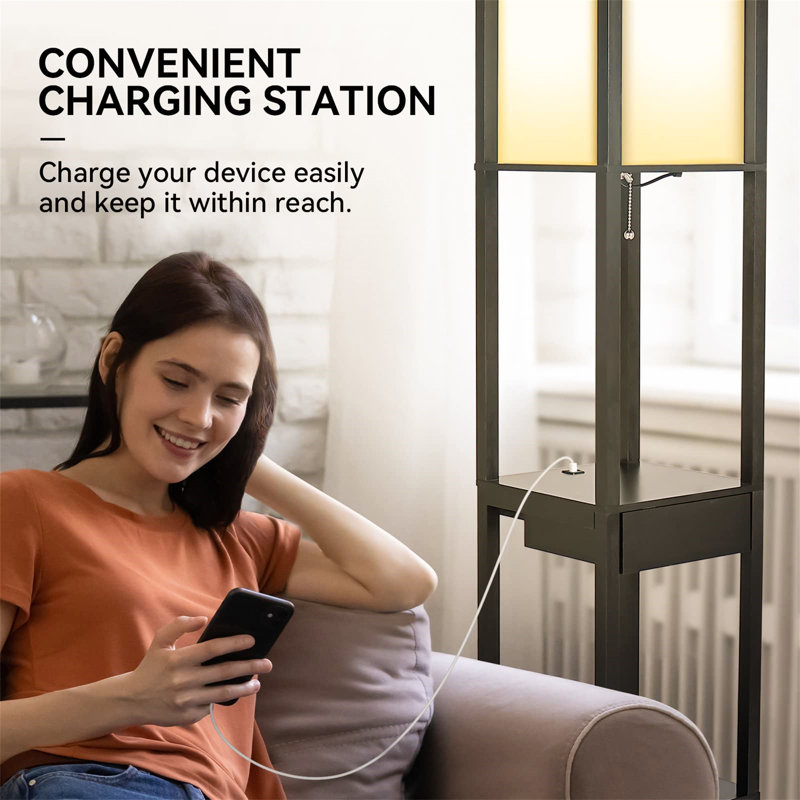 Taloga 160cm Black Column Floor Lamp with USB