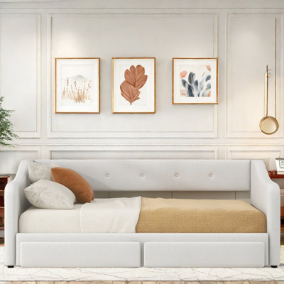 Twin Xl To King Size Upholstered Daybed With Two Drawers