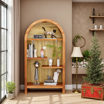Industrial 4-Tier Booscase Arched Top Open Shelf For Home Storage And Decoration