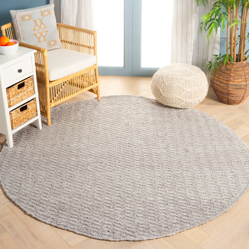 Tissé à la main Eecles recyclé à la main P.E.T. Tapis argenté, Rond 6 pi