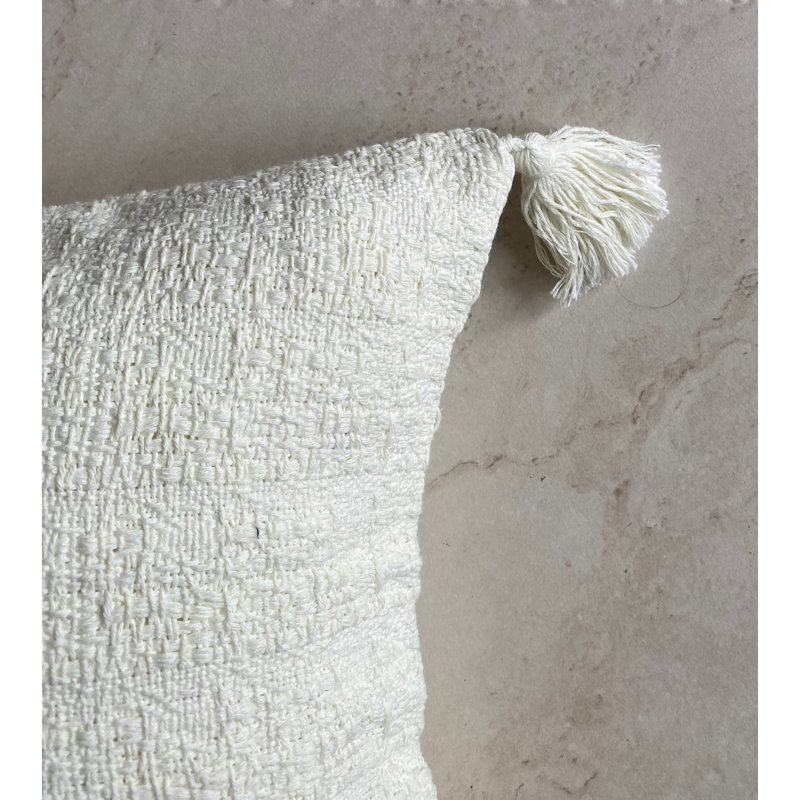 TRACY PILLOW - Coussin tricoté à pampilles avec insert - Blanc, Blanc