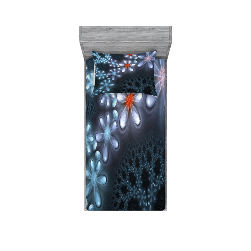Ensemble de draps à motif de pétales ornementaux, Taie d'oreiller pour lit simple TG